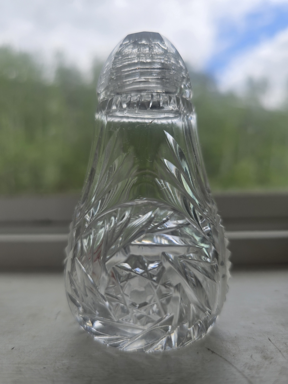 Vintage Cut Glass Crystal Salt Shaker Screw Top 3.5"